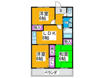 田中マンション(3LDK/3階)の間取り写真