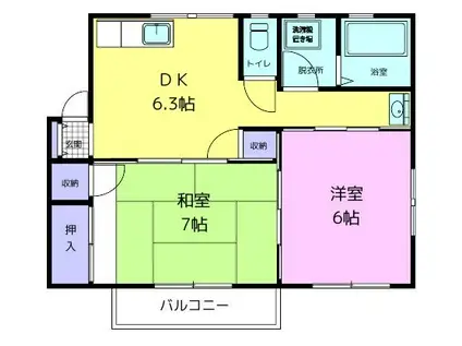 ローズ北出島(2DK/1階)の間取り写真