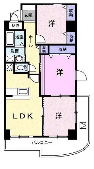 アズゥール(3LDK/2階)の間取り写真
