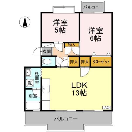 ピュアハイツ(2LDK/1階)の間取り写真