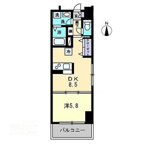 ファインスクエア錦町(1DK/5階)の間取り写真