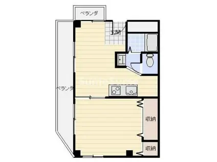 本庄ハイツ(1LDK/3階)の間取り写真