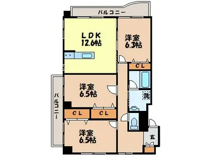 真秀ロジュマン(3LDK/3階)の間取り写真