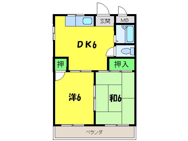 ハイグレードワダ(2DK/2階)の間取り写真