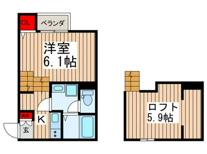 GURANDE 本八幡(1K/1階)の間取り写真