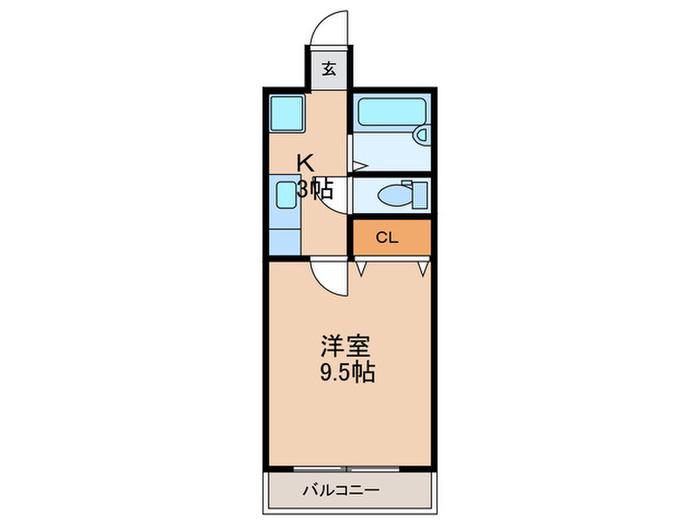 シンフォニー(1K/2階)の間取り写真