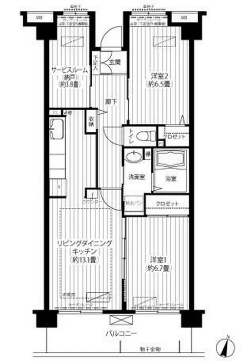 コーポレート東戸塚 6階階 間取り