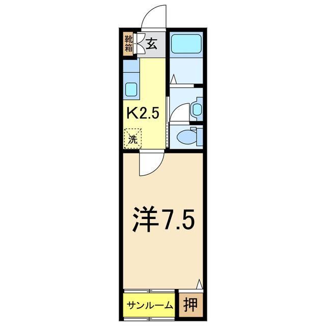 エステート(1K/2階)の間取り写真