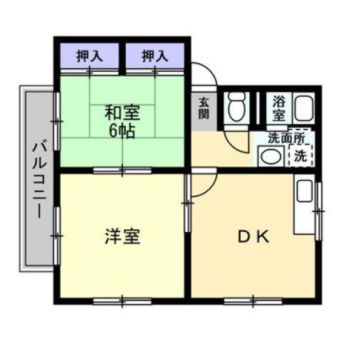 ソルトフィールドN・M D棟(2DK/2階)の間取り写真