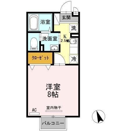 セジュール 久松台(1K/2階)の間取り写真