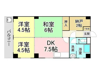 プランドール西小倉駅前(3SDK/4階)の間取り写真