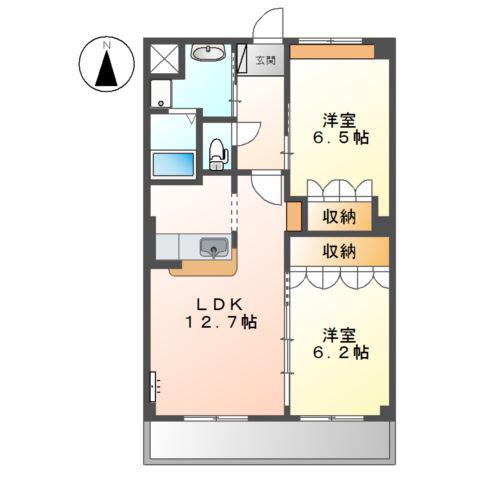 ノーザン ブルータウン(2LDK/2階)の間取り写真