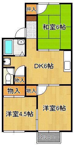 グリーンハイツ二島(3DK/1階)の間取り写真