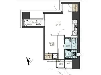 ネクストステージ神戸元町(1LDK/8階)の間取り写真