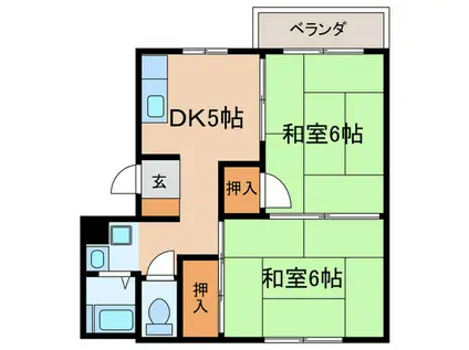 テロソンマンション(2DK/3階)の間取り写真