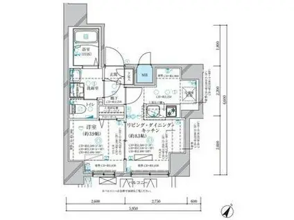 ディアレイシャス名古屋中村公園II(1LDK/5階)の間取り写真