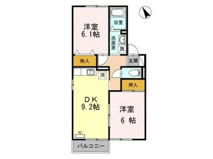 JUMELLES AT A(2DK/1階)の間取り写真