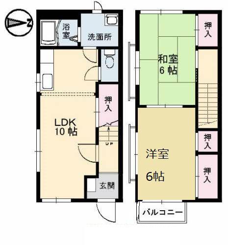 ミニオンハイツ C棟(2LDK/1階)の間取り写真