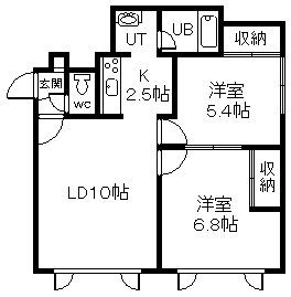 ティンバーヴィレッジ(2LDK/2階)の間取り写真