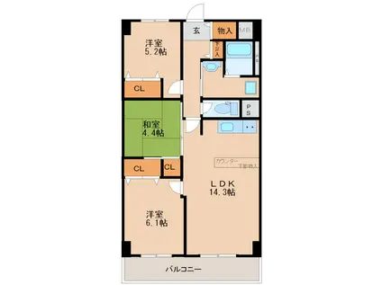 REMINE(3LDK/6階)の間取り写真