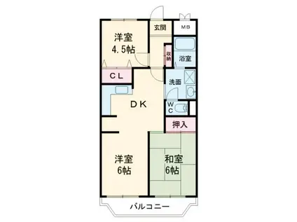 ビアンコディモーラ(3DK/4階)の間取り写真