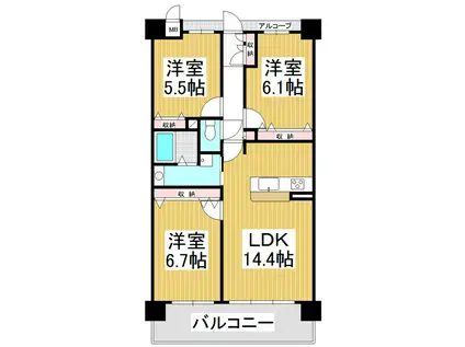 アルビオアルファ渚ガーデン204(3LDK/2階)の間取り写真