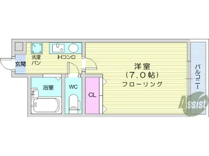 パークハイムⅡ(1K/2階)の間取り写真