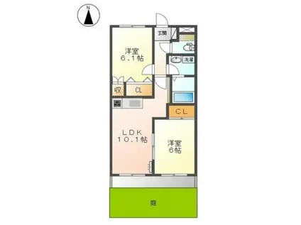 コンフィデンスII(2LDK/1階)の間取り写真