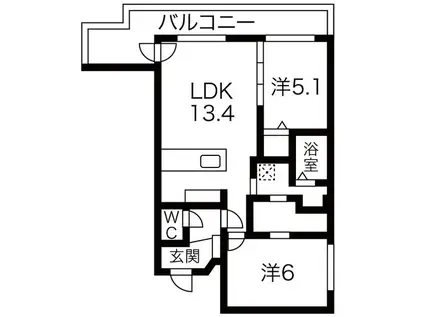 ASSE円山桜並木(2LDK/5階)の間取り写真