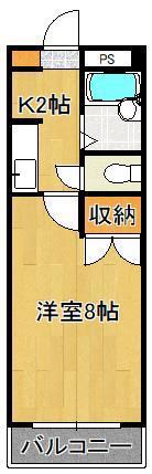 グランドール富士見(1K/6階)の間取り写真