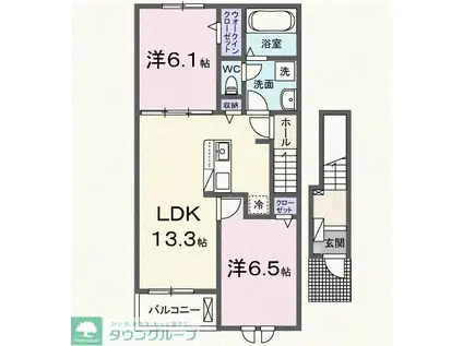 サニーコリーヌ(2LDK/2階)の間取り写真