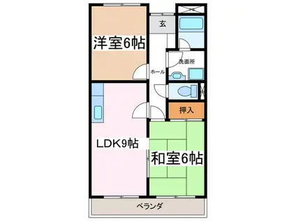 グリーンシティタナカ(2LDK/3階)の間取り写真