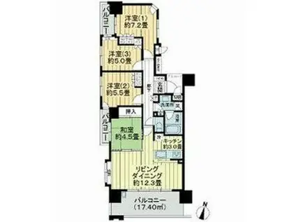 ナイスロイヤルタワー北四番丁(4LDK/10階)の間取り写真