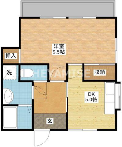 サンパレス三原(1DK/2階)の間取り写真