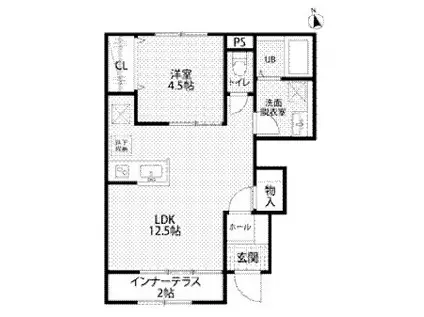 リーブルファイン幸手駅II(1LDK/1階)の間取り写真