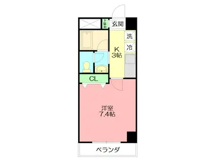 サンシルク茅ヶ崎(1K/2階)の間取り写真