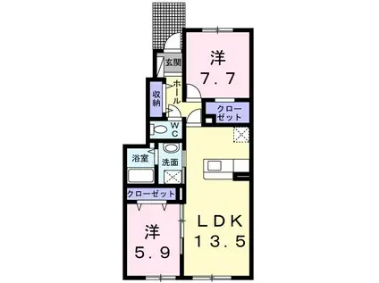 サウス・アヴェニュー(2LDK/1階)の間取り写真