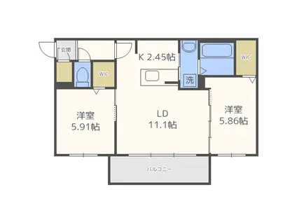 グランドサクセス創成川(2LDK/2階)の間取り写真