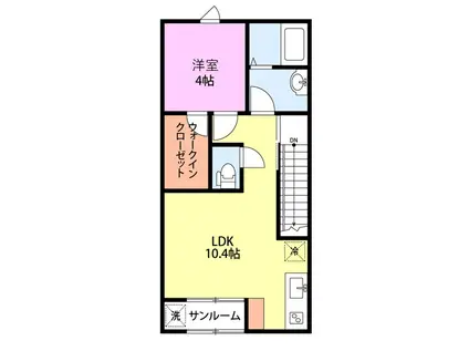 プリマベラ大形(1LDK/2階)の間取り写真