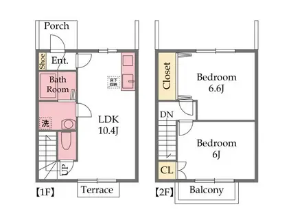 LE TEMPS CALME B(2LDK/1階)の間取り写真