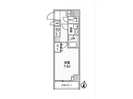 ALTERNA菊川II(1K/6階)の間取り写真