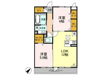 ルシエール上尾原市(2LDK/2階)の間取り写真