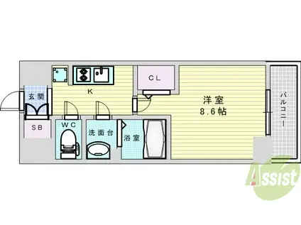PHOENIX新大阪(1K/11階)の間取り写真