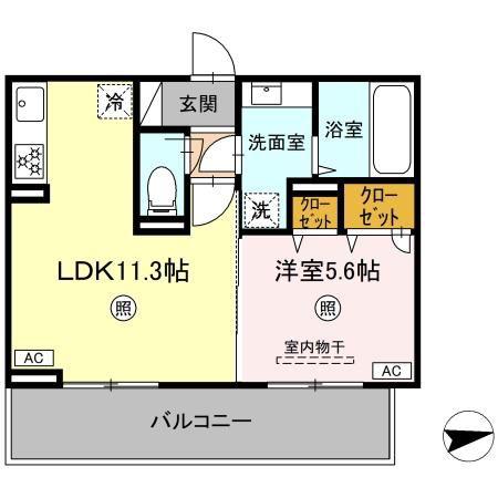 ピースフル(1LDK/3階)の間取り写真