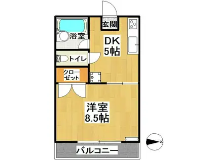 タカノコーポ(1K/2階)の間取り写真