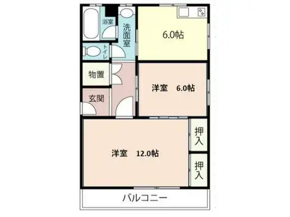 シャトービル(2DK/3階)の間取り写真