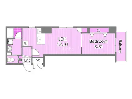 パウロニアバレーテイク12大口通(1LDK/2階)の間取り写真
