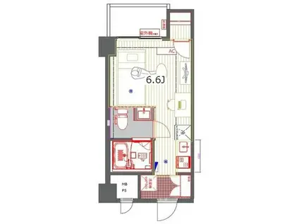 アスペンヒルズ(ワンルーム/2階)の間取り写真