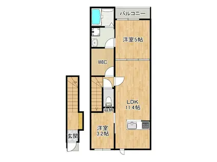 L-BLOOM東櫛原(2LDK/2階)の間取り写真