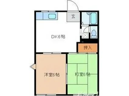 サン西陵II B(2DK/1階)の間取り写真